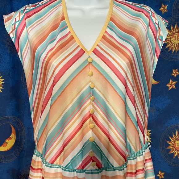 80s Stranger Things vintage striped summer dress - Picture 2 of 8